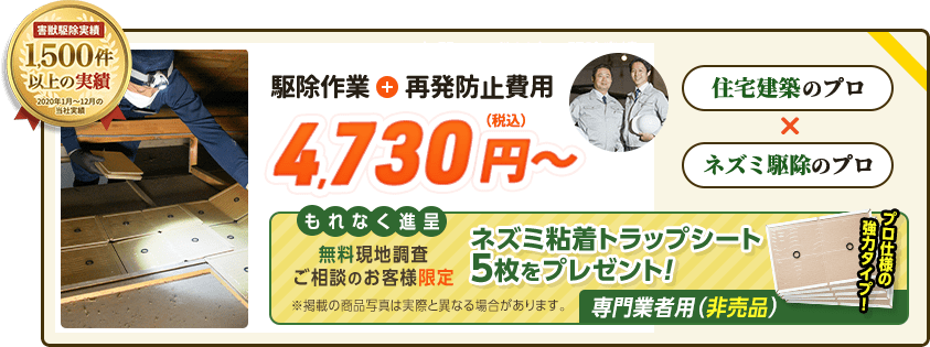 駆除作業＋再発防止費用4,730円〜